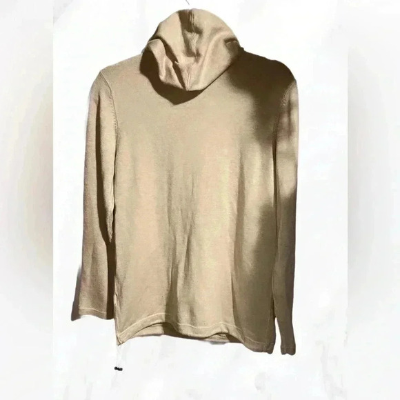 Leimere “Madewell” Bowery cream cashmere 1/2 zip drawstring long sleeve hoodie M - Picture 3 of 5